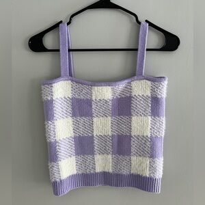 Willow & Wind Lavender Gingham Knit Crop Top Size S